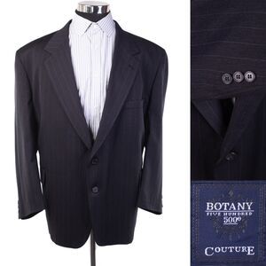 BOTANY 500 Navy Blue striped blazer jacket sport 2 Button Jakcet coat Size 50